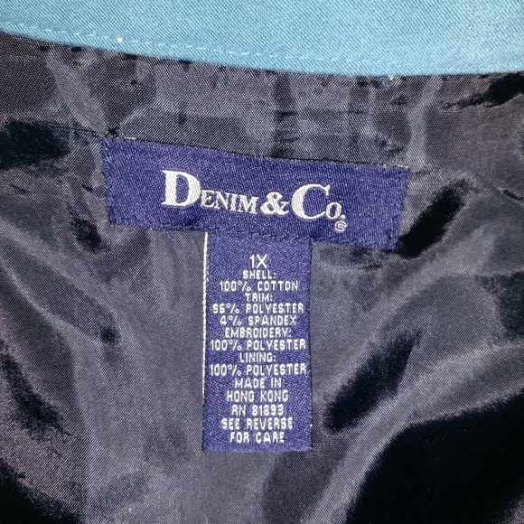 Denim & Co. Dark Jean Jacket Embroidered 1X - Picture 2 of 7